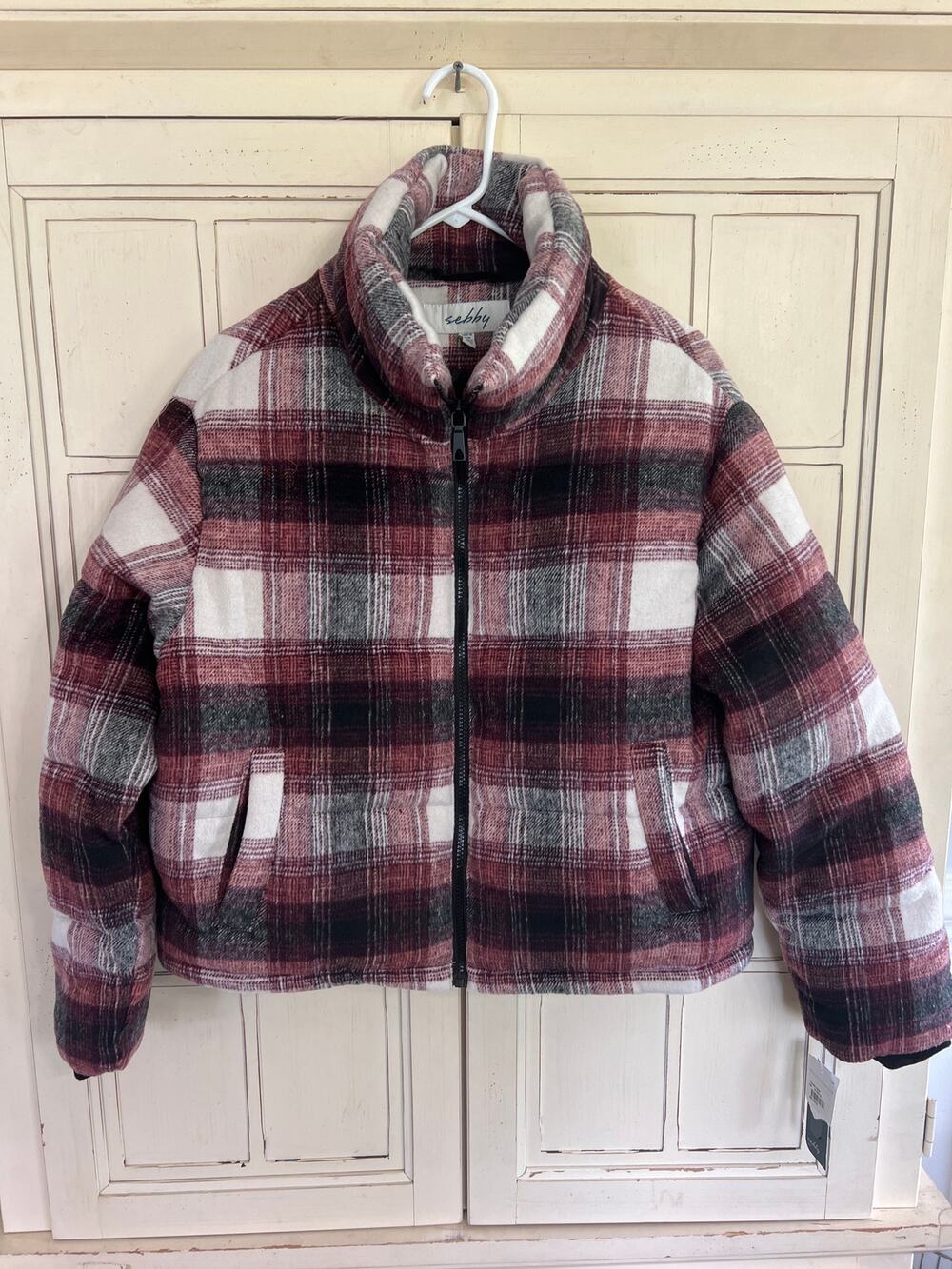 NWT Sebby size medium quilted plaid winter coat jacket
